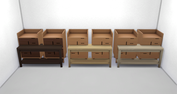 Base Game Contemporary Furniture Wood Swatches Compared to Tiny Living Furniture Wood Swatches